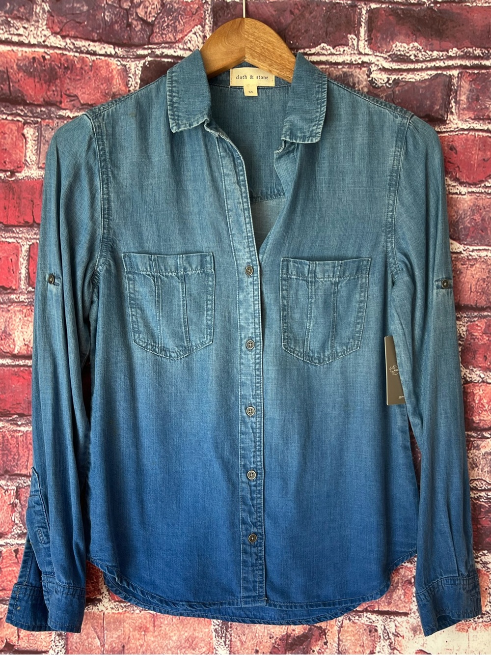 Cloth & Stone Anthropologie Ombré Tencel Chambray Button Down Shirt